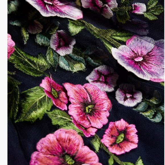 OSCAR De La RENTA  Hollyhocks Threadwork Tulle Long-Sleeve Gown Size 14  $4,990 - Picture 5 of 15